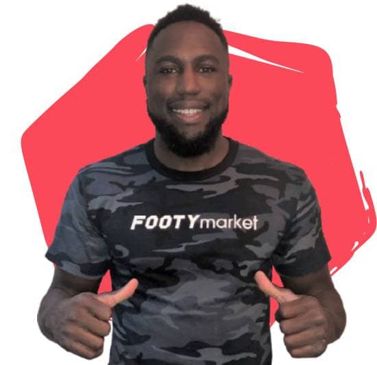 Jozy Altidore, Former member, U.S. Men's National Team, in front of a red hexagon.
